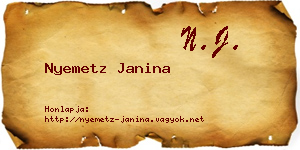 Nyemetz Janina névjegykártya